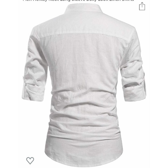 White Long Sleeve Linen Shirt (S) - Picture 2 of 5